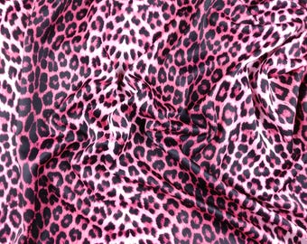 Pink Leopard Jersey Fabric | Animal Print Stretchy Scuba & Velvet | Polyester Spandex Fabric (FS005_3)