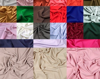 Over 20 Colours Plain Black Lilac Sage Coral Baby Blue Dress Making High Quality Jersey Scuba crepe Stretch Fabric Material - Sold Per Metre