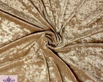 Muse Fabrics Gold Crushed Panne Stretch Velvet Fabric - 58" Wide, Sold By Yard