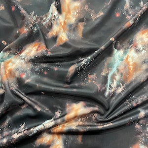 FS837 Galaxy Tie Dye Print Premium Dress Making Jersey Stretchy Scuba Fabric - (Sold Per Metre)