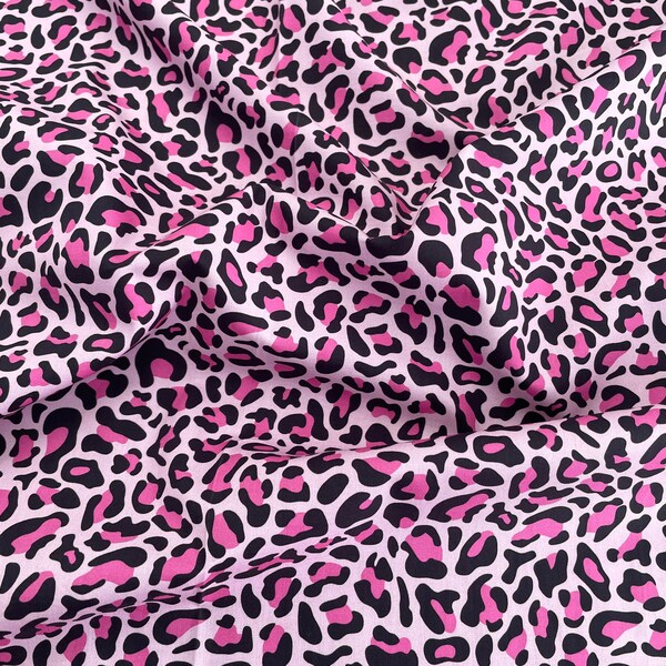 FS1080 Peau léopard Cerise Leopard Digital Print Cotton Fabric Design Craft Quilting Environ 140cm de large Tissu au mètre