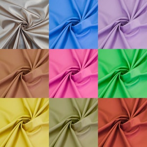 Faux Leather Fabric | PU Polyurethane Polyester Stretch | Upholstery Dressmaking Per Metre | Black Lilac Yellow Blue Fuchsia Gold Red Camel
