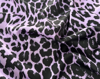 Lilac Leopard Jersey Fabric | Purple Animal Print Stretchy Scuba & Velvet | Polyester Spandex Fabric (FS005_10)