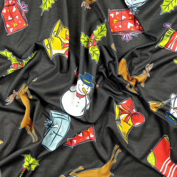 christmas dress material oneOone Viscose Jersey Light Mint Green Fabric Santa|Gift Box & Tree Christmas  Dress Material Fabric Print Fabric By The Yard 60 Inch Wide