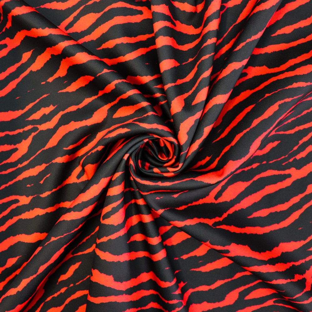 FS1115 Red & Black Zebra Animal Print on High Quality Dress Etsy