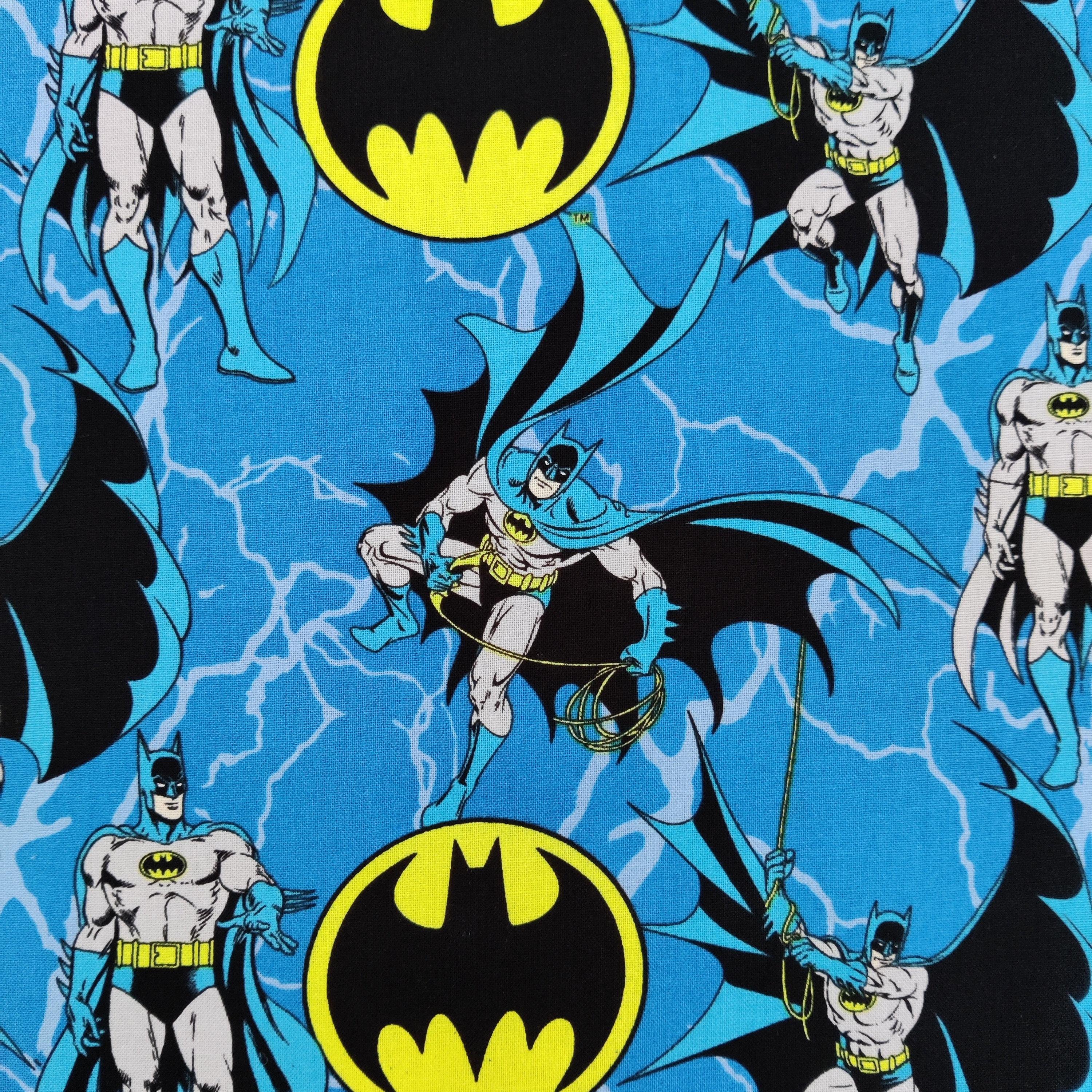 Blue Batman Cotton Fabric Rope Logo Design Craft Quilting