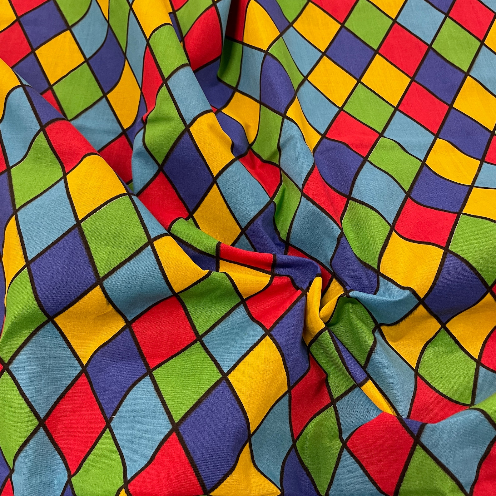 FS687_2 Multi colour Royal Harlequin Print Poly Cotton Fabric Etsy