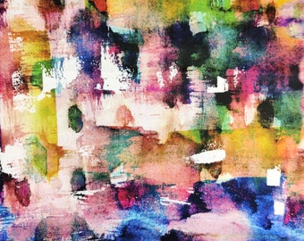 Paint Strokes Fabric | Rainbow Fusion Tie Dye Print | Jersey Scuba Stretch Spandex | Sold Per Metre | FS458
