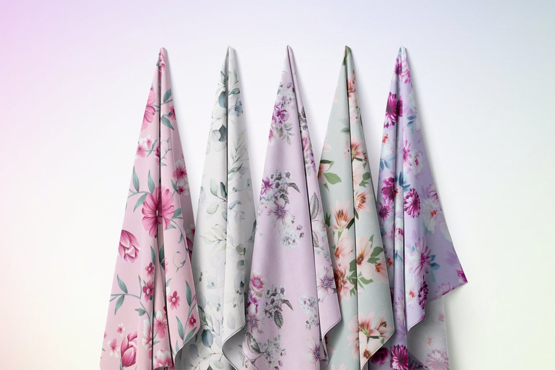 Spring Summer SS23 Floral Fabric Collection Scuba Jersey Stretch Fabric ...