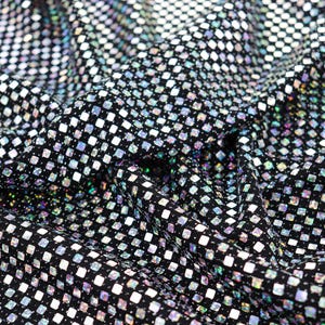 Silver Holographic Square Sequin Stretch Lurex Fabric, Mirror Ball Fabric, Disco Fabric, Dance Costume Fabric, Festival Fabric image 15
