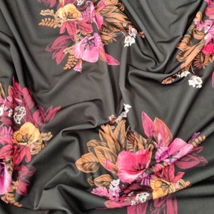 FS652 Floral Print On High Quality Jersey Stretchy Spandex Swimwear Sportswear Fabric -  (Per Metre)