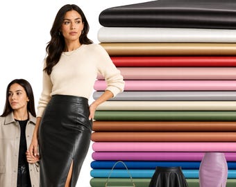 Tecido de couro sintético PU fosco, para estofamento, moda, artesanato, bolsas e fantasias (mais de 20 cores), 137 cm de largura, vendido por metro.