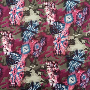 Jerseystof jersey tie-dye camouflage | Abstracte jurk met bloemenprint van rekbare scuba-stof van jersey | Verkocht per meter