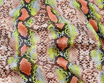 Snake Print Jersey Fabric | Yellow Orange Animal Print Stretch Fabric Sold by the metre