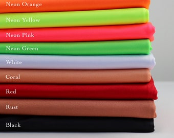 Tessuto in spandex semplice / Tessuto in spandex elasticizzato in 4 direzioni per costumi da bagno e abbigliamento sportivo / Nero, Bianco, Rosso, Verde neon, Giallo neon - Venduto al metro