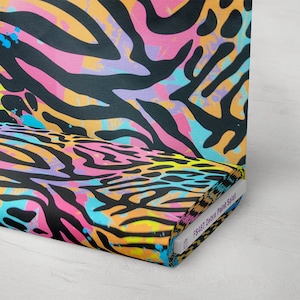 FS487 Zebra Paint Splat Print on High Quality Dress Making Jersey Stretchy Scuba & Spandex Fabric - (Sold Per Metre)