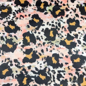 Leopard Jersey Fabric - Scuba 2 way stretch | Animal Print Tie Dye Paint | 147cm width - 240gsm | Dress, Skirts, Leggings, Dancewear