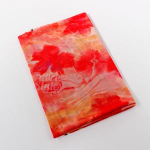 Orange Floral Power Mesh Fabric | Lightweight 90gsm 4-Way Stretch Net 160cm Wide