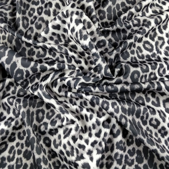 FS005_4 Leopard Print Jersey Stretchy Scuba Fabric Dark Fade High