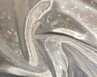 Ice Chip Satin Fabric | Polyester Dance Wear Shiny Sivler Satin Fabric | Sold Per Metre