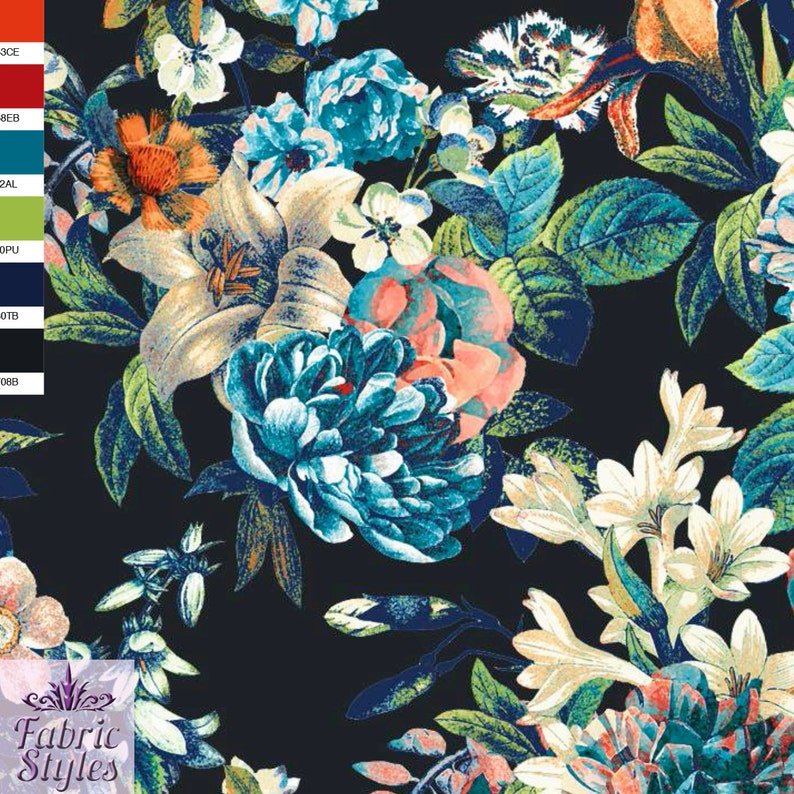 FS065 Floral Print With Black Background on High Quality Jersey Scuba