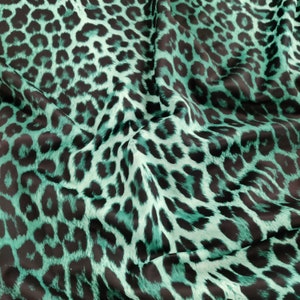 Green Leopard Jersey Fabric | Animal Print Stretchy Scuba & Velvet | Polyester Spandex Fabric (FS005_7)