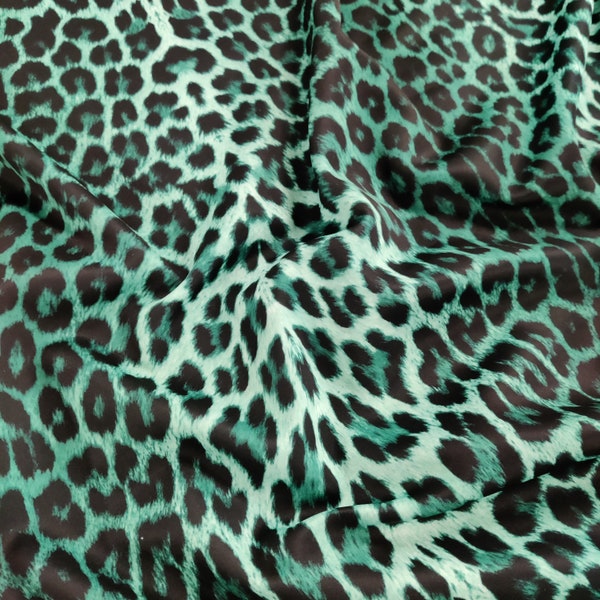 Tela de jersey de leopardo verde / Buceo elástico con estampado animal y terciopelo / Tela de poliéster spandex (FS005_7)