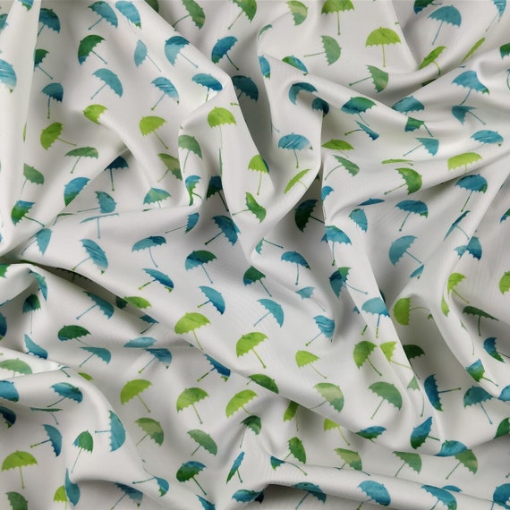 FS247 Colourful Pineapples Print on High Quality Jersey Scuba Fabric Green Blue