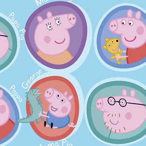 FS891_1 Peppa Pig Family Cotton Fabric Design Craft Quilting Upholstery Fabric By The Metre