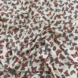 FS644 Butterfly Land on High Quality Dress Making Jersey Stretchy Soft Touch Fabric - (Sold Per Metre)