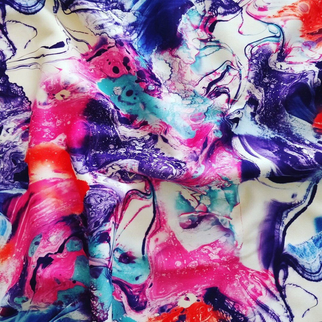 FS091_3 Tye Dye Purple Blue Pink Blue Marble Effect Print - Etsy