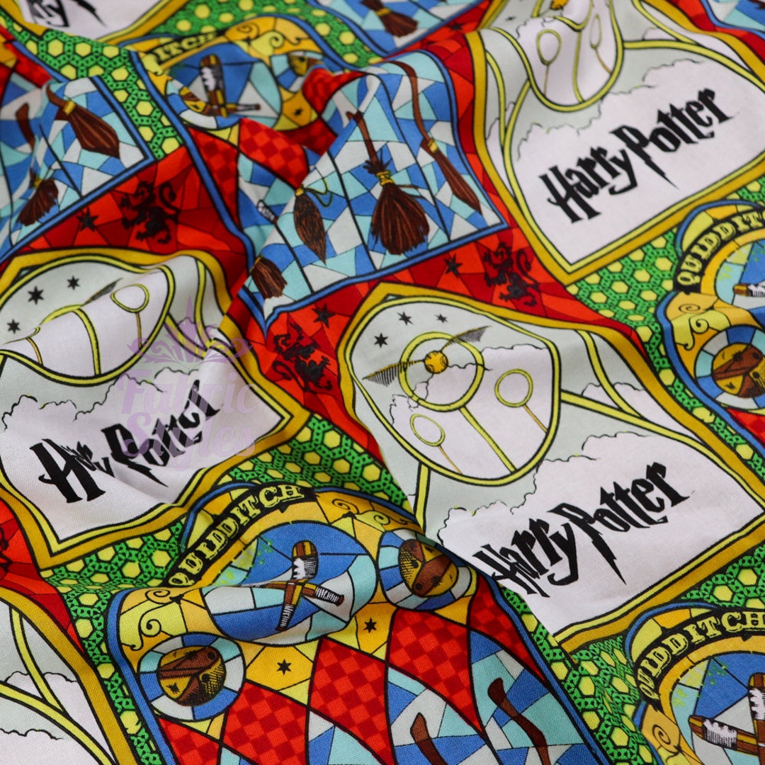 FS635_19 Harry Potter Stained Glass Broomsticks Cotton Fabric Etsy