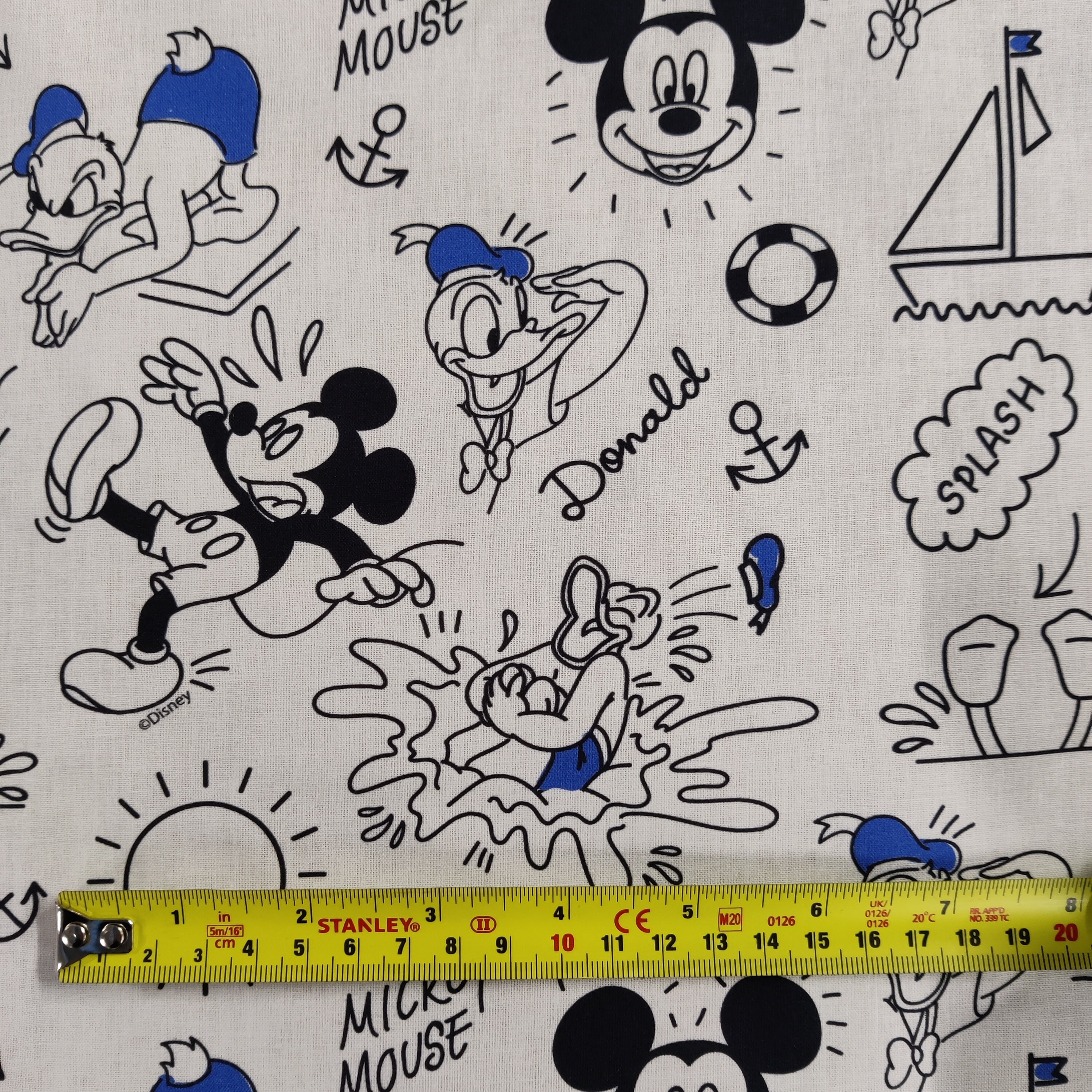 Mickey Cotton Fabric/quilting Print Fabric,yellow Mickey Mouse Fabric,animal  Modern Nursery,baby Sewing Fabric, Fabric by the Yard-half Yard 