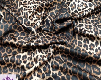 Leopard Print Scuba Fabric, Gold Animal Stretch Dress Fabric, Luxury Safari Fabric, Bold Fashion Fabric, Medium Weight Knit by the Metre