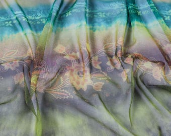 Tie Dye Stripe Floral Power Mesh Fabric | Lightweight 4-Way Stretch 160cm Wide