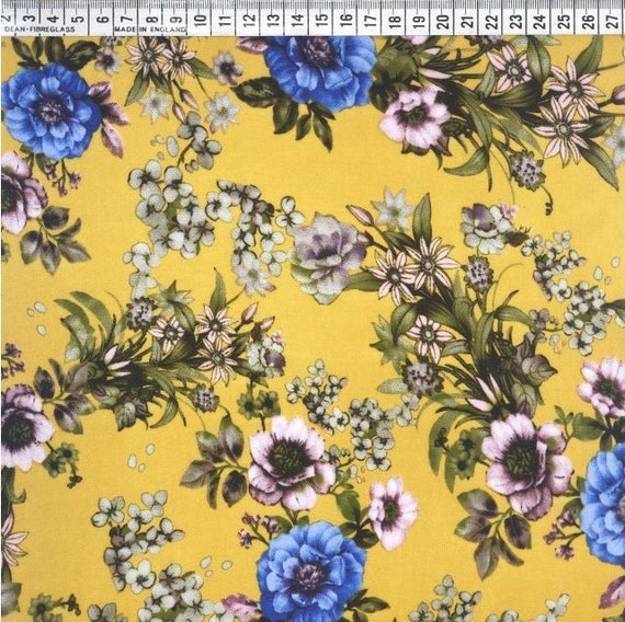 Viskose Gelber Stoff Mit Blumen Stoffe Online Kaufen Viskose