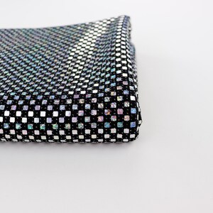 Silver Holographic Square Sequin Stretch Lurex Fabric, Mirror Ball Fabric, Disco Fabric, Dance Costume Fabric, Festival Fabric image 19
