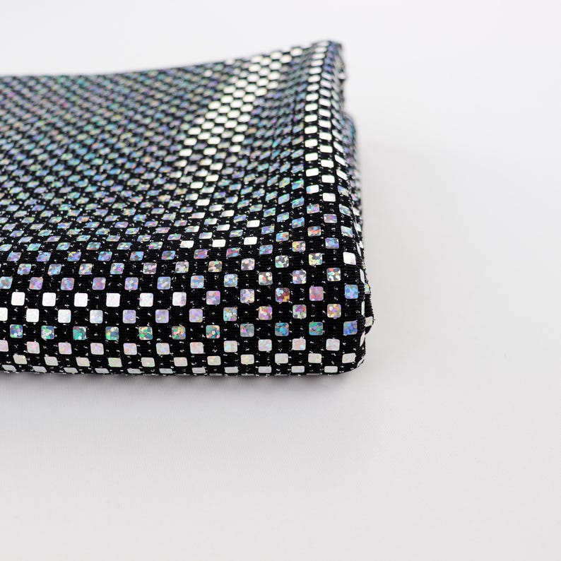 Silver Holographic Square Sequin Stretch Lurex Fabric, Mirror Ball Fabric, Disco Fabric, Dance Costume Fabric, Festival Fabric image 19