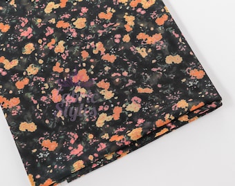Tejido de malla floral naranja ditsy / Ligero, elástico en 4 direcciones, 160 cm de ancho
