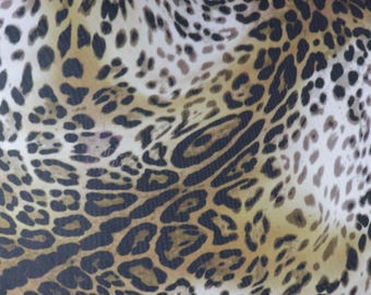 Leopard Power Mesh Fabric – Golden Wave Animal Print | 90gsm | 4-Way Stretch Net | 160cm Wide | Breathable Fabric for Dress, Lingerie
