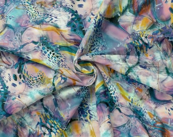 Forest Tie Dye Leopard Scuba Fabric | Animal Print Stretchy | Dressmaking Swim Sports Bridal | Polyester Stretch Fabric (FS1249)