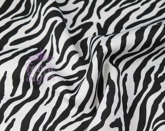 Tissu imprimé zèbre, tissu imprimé animal noir et blanc, tissu à rayures safari, tissu monochrome, tissu jersey extensible pour robe au mètre
