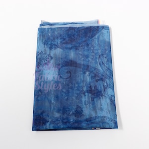 ブルーペイズリーパワーメッシュ生地 | 軽量90gsm 4方向ストレッチネット 幅160cm