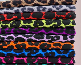 Leopard Print Fabric Multi Colour Stretch Jersey Scuba Mesh Velvet Spandex Dress Fabric Animal Print Sold Per Metre