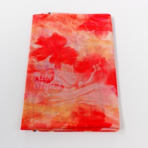 Orange Floral Power Mesh Fabric | Lightweight 90gsm 4-Way Stretch Net 160cm Wide