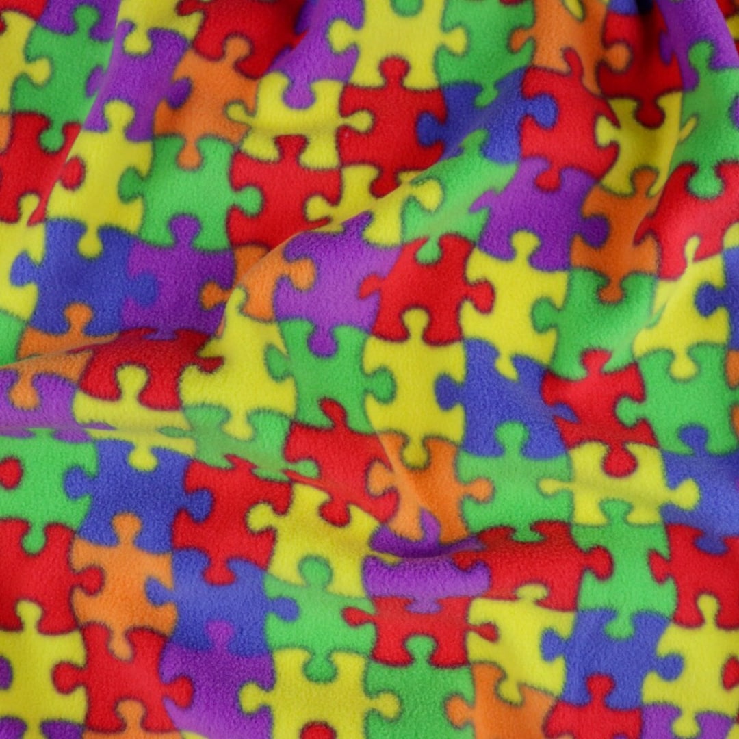Jigsaw Puzzle Cuddle Fleece Fabric Craft Dancewear Stage Wear Clothing