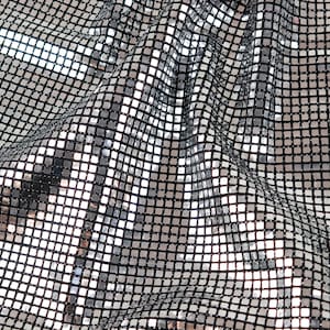 Silver Holographic Square Sequin Stretch Lurex Fabric, Mirror Ball Fabric, Disco Fabric, Dance Costume Fabric, Festival Fabric image 9
