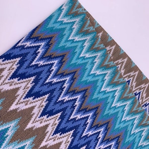 Blue Chevron Fabric | 2-way stretch | Thin Fashion Jersey Material | Sold Per Metre | FS1234