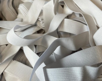 20MM 3/4 Inch Flat Woven corded Elastic for Cuffs Tailoring & Dressmaking White