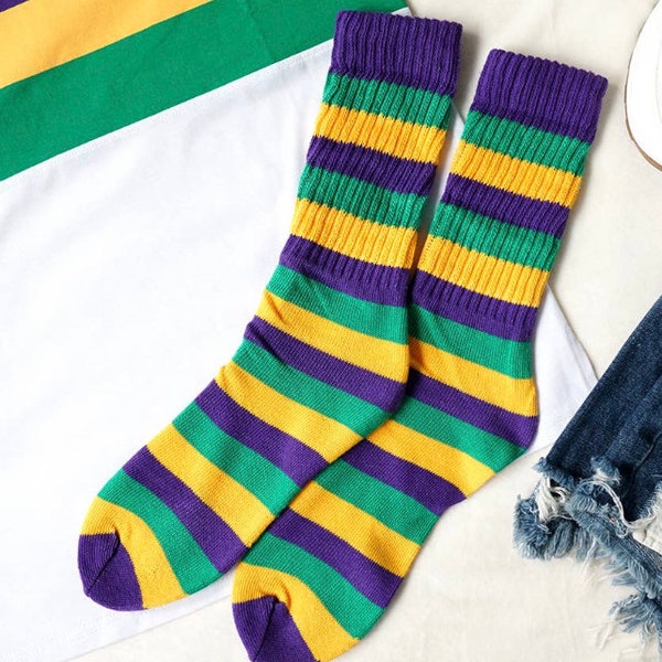 Mardi Gras Stripe Slouch Socks